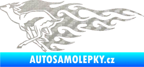 Samolepka Animal flames 092 levá antilopa 3D karbon stříbrný