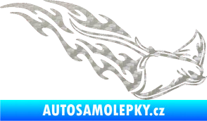 Samolepka Animal flames 093 pravá rejnok 3D karbon stříbrný