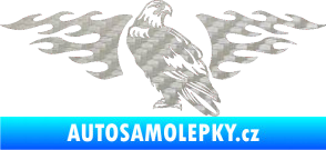 Samolepka Animal flames 094 levá orel 3D karbon stříbrný