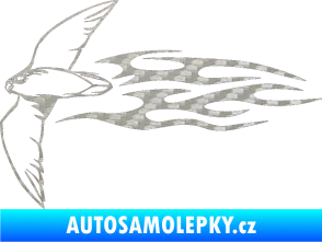 Samolepka Animal flames 095 levá letící pták 3D karbon stříbrný