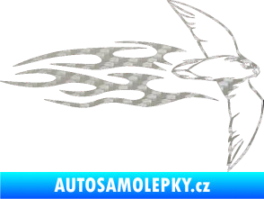 Samolepka Animal flames 095 pravá letící pták 3D karbon stříbrný