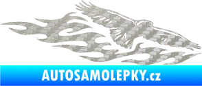 Samolepka Animal flames 097 pravá orel 3D karbon stříbrný