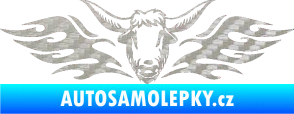 Samolepka Animal flames 098 levá býk 3D karbon stříbrný