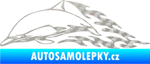 Samolepka Animal flames 099 levá delfín 3D karbon stříbrný