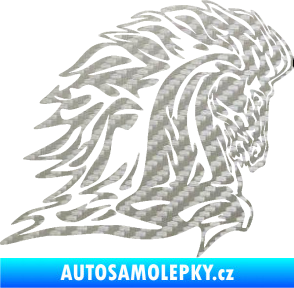 Samolepka Animal flames 101 pravá kůň 3D karbon stříbrný