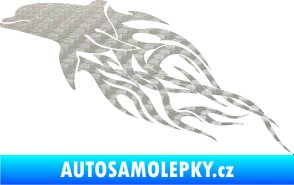Samolepka Animal flames 102 levá delfín 3D karbon stříbrný