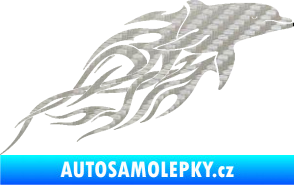 Samolepka Animal flames 102 pravá delfín 3D karbon stříbrný