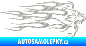 Samolepka Animal flames 103 pravá lev 3D karbon stříbrný