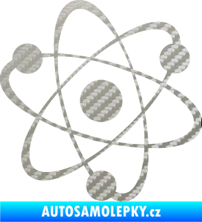 Samolepka Atom  3D karbon stříbrný