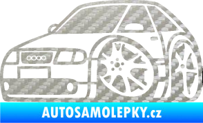 Samolepka Audi A3 karikatura levá 3D karbon stříbrný
