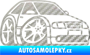 Samolepka Audi A3 karikatura pravá 3D karbon stříbrný