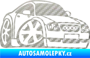 Samolepka Audi TT karikatura pravá 3D karbon stříbrný