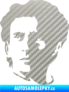 Samolepka Silueta Ayrton Senna levá 3D karbon stříbrný