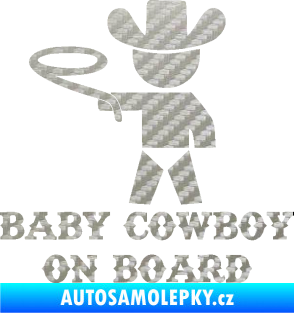 Samolepka Baby cowboy on board levá 3D karbon stříbrný