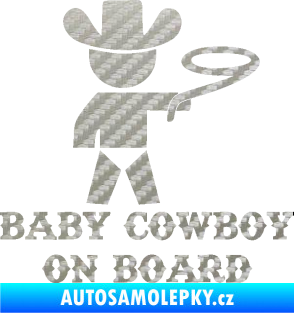 Samolepka Baby cowboy on board pravá 3D karbon stříbrný