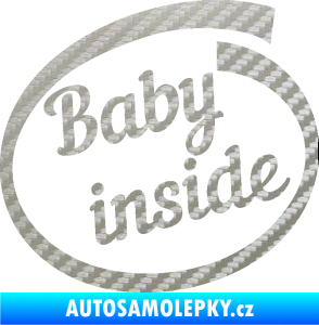 Samolepka Baby inside dítě v autě nápis 3D karbon stříbrný
