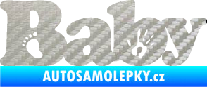 Samolepka Baby nápis otisk ručky a nožky 3D karbon stříbrný