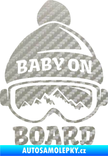 Samolepka Baby on board 012 pravá na horách 3D karbon stříbrný