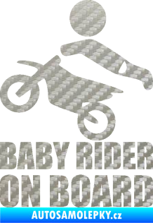 Samolepka Baby rider on board levá 3D karbon stříbrný