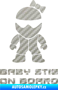 Samolepka Baby stig on board girl 3D karbon stříbrný