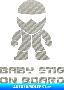 Samolepka Baby stig on board 3D karbon stříbrný