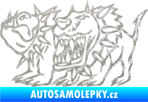 Samolepka Bad dogs levá zuřiví psi 3D karbon stříbrný