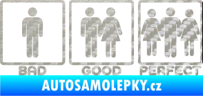Samolepka Bad good perfect 002 nápis 3D karbon stříbrný