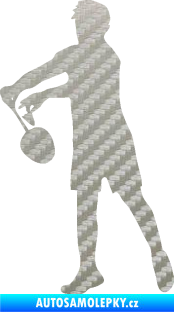 Samolepka Badminton 002 levá 3D karbon stříbrný