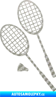 Samolepka Badminton rakety levá 3D karbon stříbrný