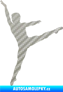 Samolepka Balet tanečník 001 levá 3D karbon stříbrný
