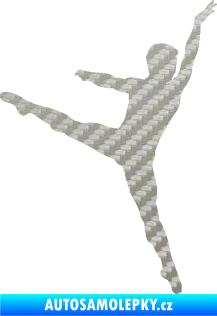 Samolepka Balet tanečník 001 pravá 3D karbon stříbrný