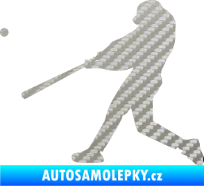 Samolepka Baseball 001 levá 3D karbon stříbrný
