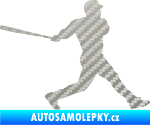 Samolepka Baseball 002 pravá 3D karbon stříbrný