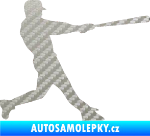 Samolepka Baseball 004 pravá 3D karbon stříbrný