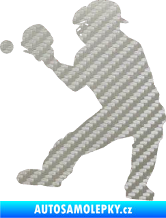 Samolepka Baseball 007 levá 3D karbon stříbrný