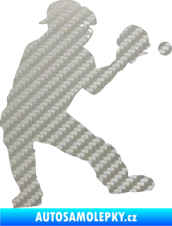 Samolepka Baseball 007 pravá 3D karbon stříbrný