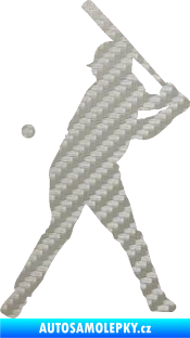 Samolepka Baseball 013 levá 3D karbon stříbrný