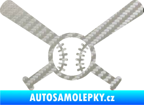 Samolepka Baseball míček a pálky 3D karbon stříbrný