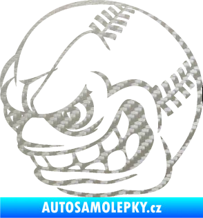 Samolepka Baseballový míček 001 levá s obličejem 3D karbon stříbrný