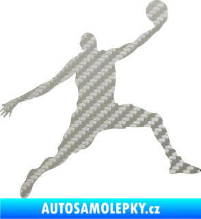 Samolepka Basketbal 002 pravá 3D karbon stříbrný