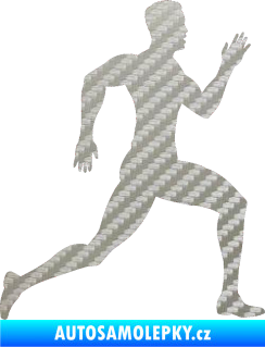 Samolepka Běžec 003 pravá 3D karbon stříbrný