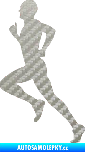 Samolepka Běžec 004 levá 3D karbon stříbrný