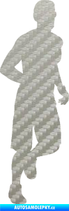 Samolepka Běžec 006 pravá 3D karbon stříbrný