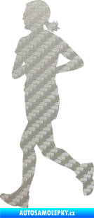 Samolepka Běžkyně 001 levá jogging 3D karbon stříbrný
