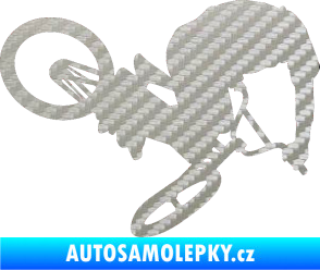 Samolepka Biker 001 pravá 3D karbon stříbrný
