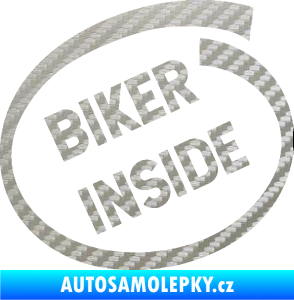 Samolepka Biker inside 005 nápis 3D karbon stříbrný