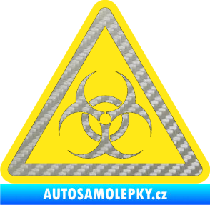 Samolepka Biohazard barevný trojúhelník 3D karbon stříbrný