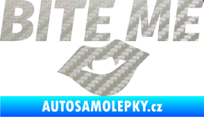 Samolepka Bite me  3D karbon stříbrný