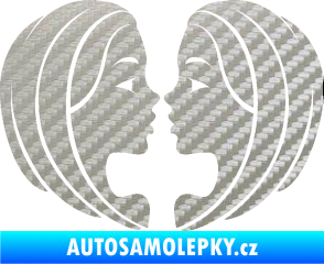 Samolepka Blíženci 002  3D karbon stříbrný