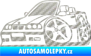 Samolepka BMW e30 cabrio karikatura levá 3D karbon stříbrný